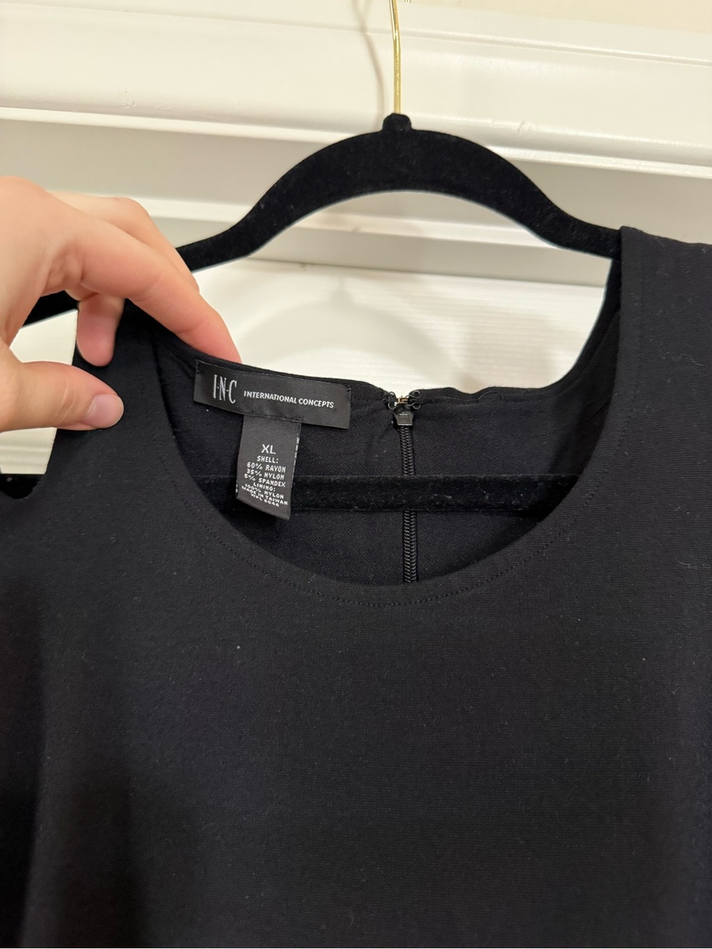 INC Black Cold Shoulder Fit & Flare Dress XL Mini Little Black Dress - Picture 3 of 3